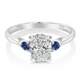 thumbnail image 2 of Gem Stone King 1.60 Cttw 10K White Gold IGI Certified Lab Grown Diamond and Created Sapphire Engagement Ring for Women | Center Oval 1.5 Ct Diamond | E-F Color | VS1-VS2 Clarity (Size 9), 2 of 6
