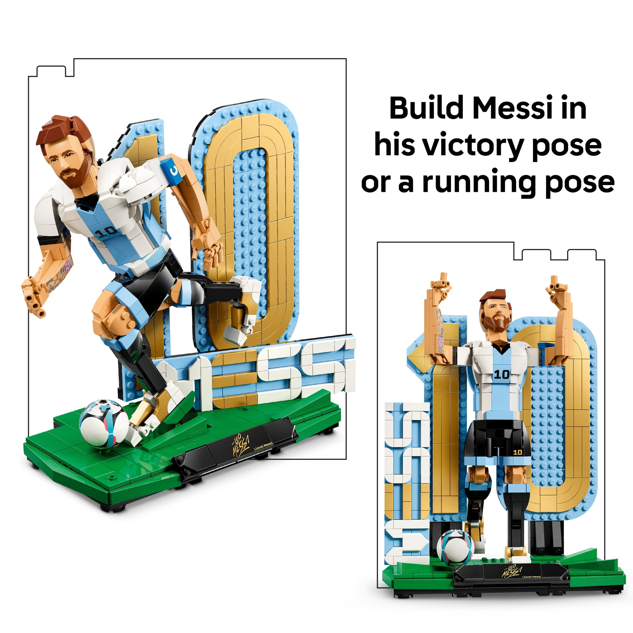 LEGO Editions Lionel Messi – Soccer Legend - Building Set for Boys & Girls, Ages 12+ - Collectible Soccer Gift with Plaque - Kids Bedroom or Shelf Decor - 43015