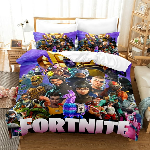 Fortnite Bedding Sets Twin Queen King Size Game Printed Bed Set 3Pcs Duvet Cover Bedroom Decor for Boys Girls Adult Gift 1Comforter 2 Pillowcases