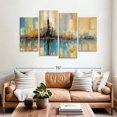 thumbnail image 2 of Elephant Stock City Lights Wall Art - Horizontal Multi Panel Canvas - Living Room Wall Decor - Abstract Multi Panel - Blue And Yellow Decor By Ruane Manning - 68" x 42", 2 of 4