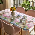 thumbnail image 3 of Spring Easter Bunny Table Cloths for 4 Foot Rectangle Tables, Pink Plaid Tulip Botanical Eggs Patio Waterproof Elastic Fitted Tablecloths, Washable Rectangular Table Cover for Camping, 3 of 8