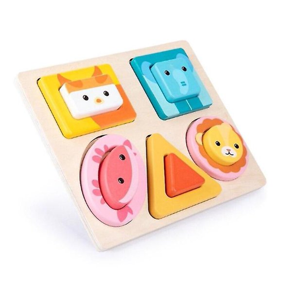 Children's Wooden Animal Classification And Stacking Toy Wild Animal Shape Color Matching Game