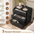 thumbnail image 6 of Aufeile Night Stands for Bedroom Set of 2 with Charging Station, Modern Curved Night Stands with 3 Drawers, Bedside Tables, Black, 6 of 9