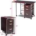 Folding Computer Desk Wheeled Home Office with 3 Drawers Laptop Desk