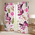 thumbnail image 2 of Manfei Cowboy Cowgirl Boots Hat Black Out Curtains, Kawaii Pink Cherry Blossoms Curtains Pack of 2 (42x63 Each), Teens Girls Kids Bedroom Curtains, Window Curtains Decor, 2 of 6