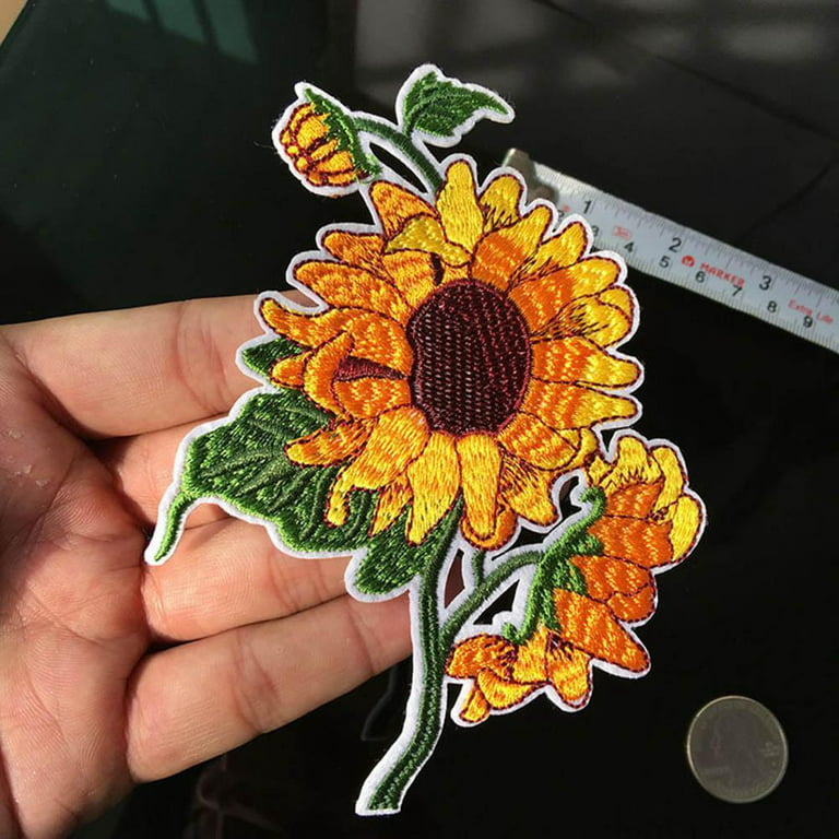 Hai LAN 3 PCS Sunflower Iron On Patches Sunflower Sew On Patches Embroidery  Dres for Clothes Applique Fabric Badges Stickers X7S2 