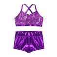 thumbnail image 3 of Miutii 2PCS Kids Girls Tankini Outfit Shiny Sequins Cami Tank Top with Bottoms Set for Ballet Dance Gym Workout Purple 8, 3 of 6
