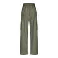thumbnail image 4 of cocolona Womens Elastic Waist Cargo Pants Casual Loose Multi-Pocket Outdoor Hiking Pants Wide Leg Work Trousers S-2XL, 4 of 8