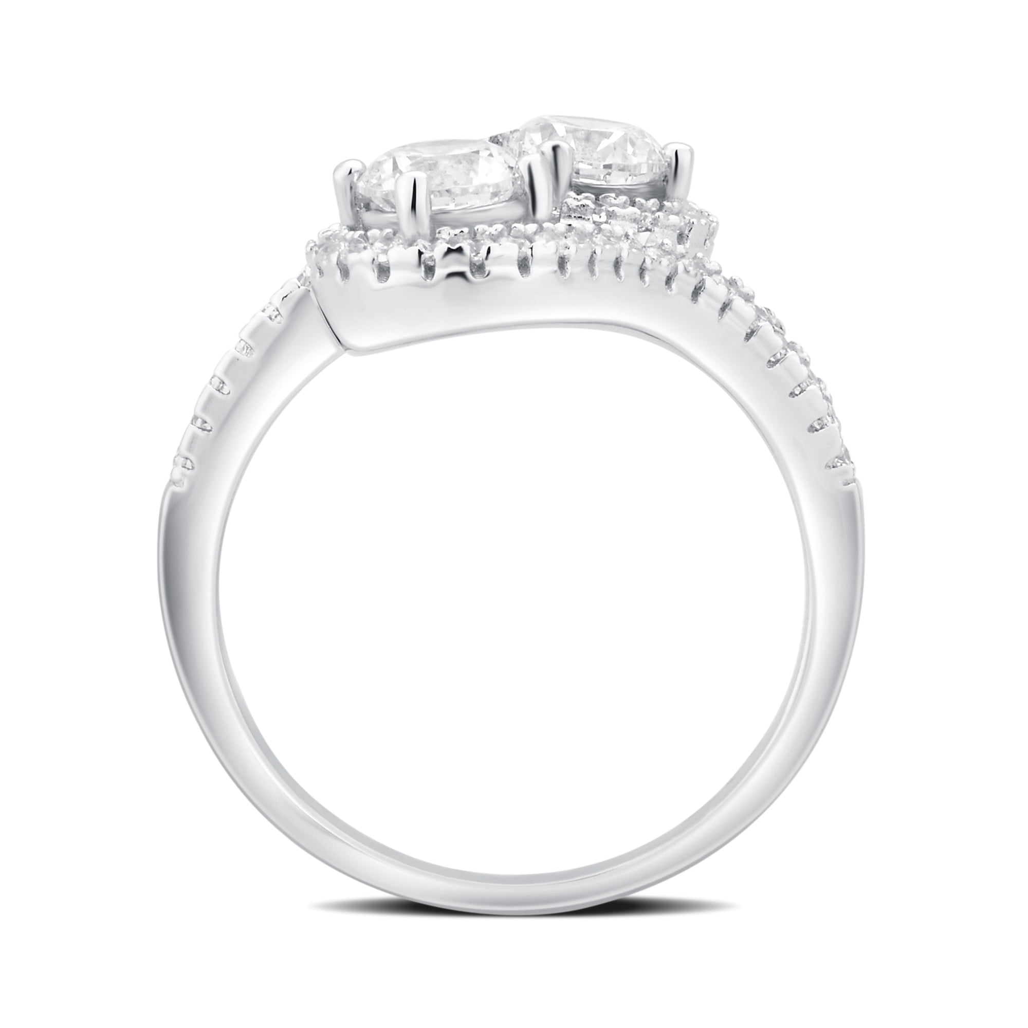 Arista 2 1/4 Carat T.W Cubic Zirconia Women's Two Stone Engagement Ring in Sterling Silver