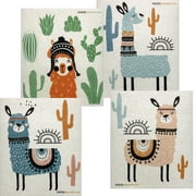Swedish Dishcloth Mixed Llama Set Of 4 Cloths (One Of Each Design) | ECO Friendly Sponge Cloth | Paper Towel Replacement