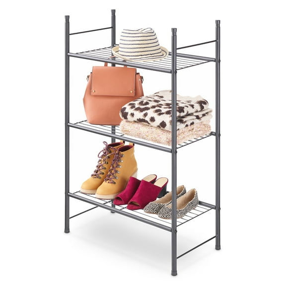 Whitmor 3-Tier Stackable Closet Shelf Organizer-Black
