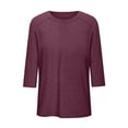thumbnail image 5 of ZyeKqe Womens Tops Casual 3/4 Sleeve Crew Neck Shirts Loose Fitted Tunic Top Blouses Summer Tees, 5 of 6