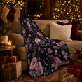 thumbnail image 3 of Dusty Rose Floral Crescent Moon Design Mystical Garden, Festive Botanical Garden Scene, Warm Flannel Blanket for Sunroom and Reading Nook, Garden Lovers Valentine's Day Gift, Botanical Home Decor, 3 of 9