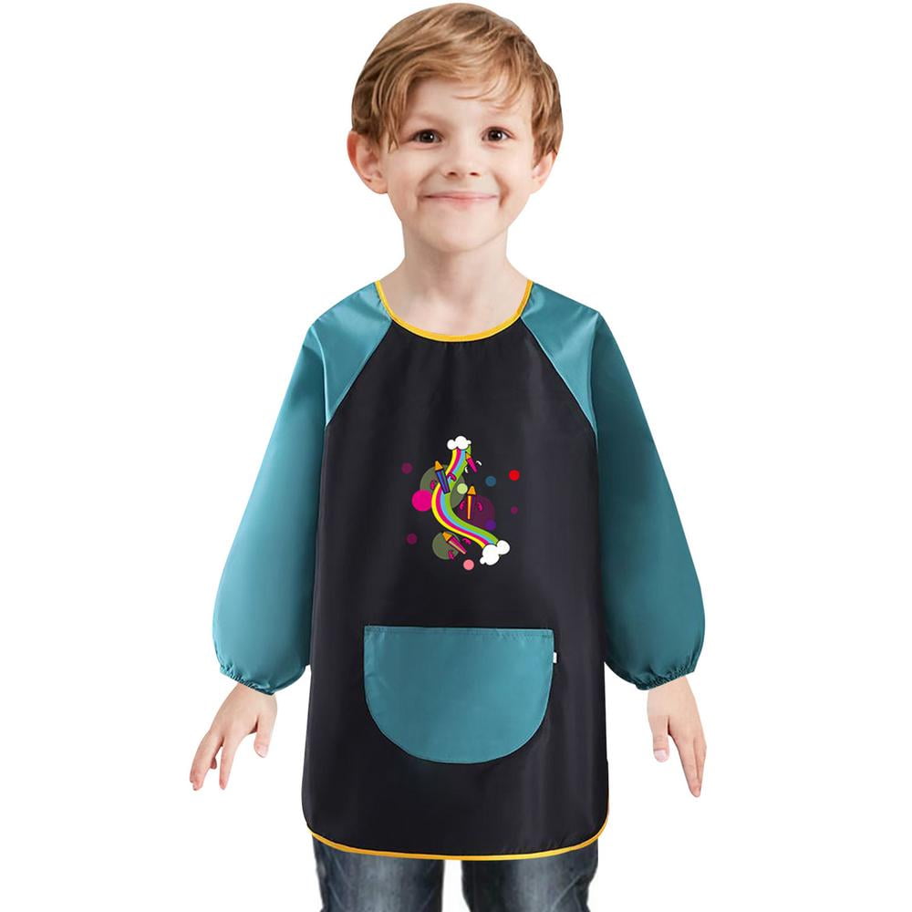 Ksruee Toddler Paint Smock Fashionable Kids Art Smock with Long Sleeve