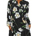 thumbnail image 3 of FASHIONWT Women Bohemian Print 3/4 Sleeve V-Neck One-Piece Pocket Loose Flutter Beach Sundress, 3 of 4