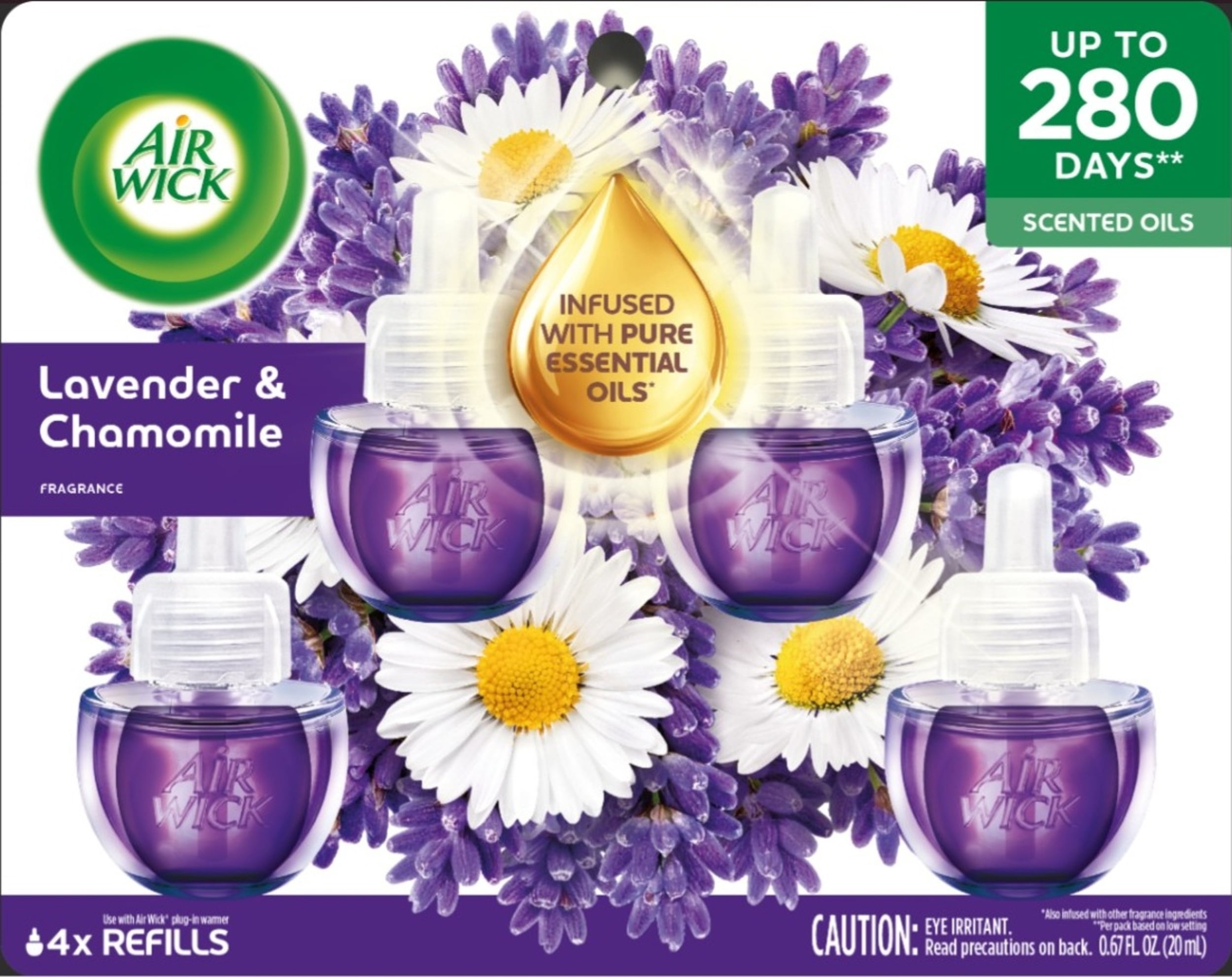 (5 pack) Air Wick Plug-In Scented Oil Warmer Air Freshener Refills, Lavender & Chamomile, 4 Count