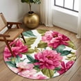 thumbnail image 2 of Round Rugs 5Ft, Pink Floral Round Area Rug Washable Indoor Throw Carpet, Watercolor Flowers Leaves Plants Watercolor Soft Non Slip Circle Rug for Cabinet Bathroom Home Decor Aesthetic, 2 of 8