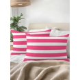 thumbnail image 3 of Waterproof Outdoor Throw Pillows with Inserts 12"x20" Set of 2, Pink Striped Soft Decorative Pillowcases for Couch Bedroom, Modern Simple Monochrome Geometric White Pillow Covers for Sofa Living Room, 3 of 8