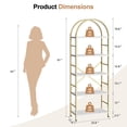 thumbnail image 2 of Walsunny 5-Tier Arched Bookshelf Industrial Open Storage Shelf, Display Bookshelves with Metal Frame, Rustic Wood Tall Bookcase for Living Room, Home Office, Gold, 2 of 9