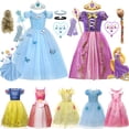 thumbnail image 2 of Disney vestido de Cosplay de Cenicienta Rapunzel para niña, ropa de Blancanieves, Bella Aurora, vestido de fiesta de cumpleaños para niños, disfraz de princesa Fivean unisex, 2 of 2