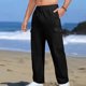 thumbnail image 1 of Pantalones largos para hombre, moda informal, color liso, con bolsillos, lazo, cordón, rectos, tubo, blusa y pantalón de poliéster., 1 of 5