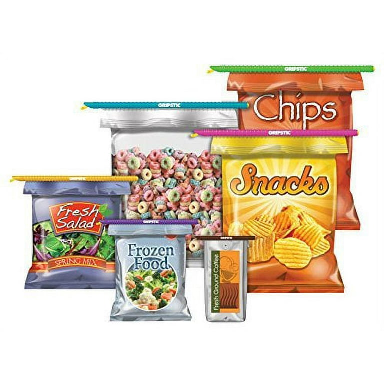 GRIPSTIC Bag Sealer - Reusable Chip Clips, Bag Clips. Patented. Airtight &  Waterproof Seal on Food Storage Bags, Kids Snacks & More. Near Zero Waste.  12ct Variety Pack Assorted