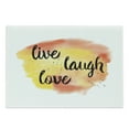 thumbnail image 1 of Live Laugh Love Cutting Board, Ink Painted Style Lettering on Soft Watercolors Inspiration Art, Decorative Tempered Glass Cutting and Serving Board, Large Size, Yellow Coral Black, by Ambesonne, 1 of 1