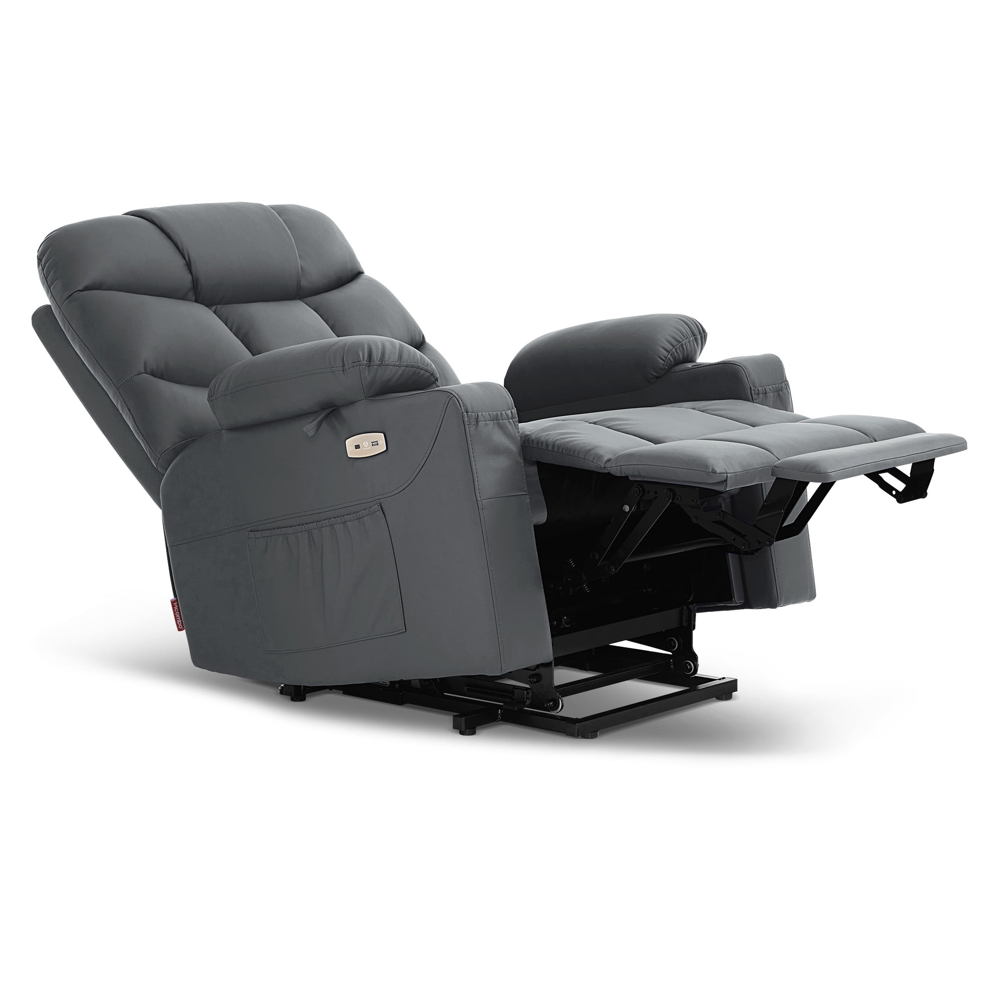MCombo Power Lift Recliner Chair with Extended Footrest for Elderly, Faux Leather(Dark Grey)