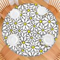 thumbnail image 2 of Daisy Print Round Tablecloth, Elastic Fit for Seasonal Dining Decor, Home or Patio Use, Fits 44-52", 2 of 7