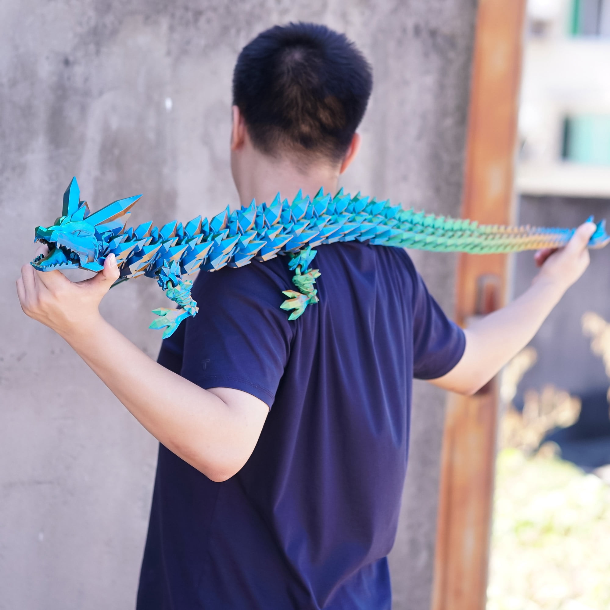 48.82inch 3D Printed Crystal Dragon,Flexible Joint Animal lacertid Figurines,Realistic Eyes, Home Office Decor,Fidget Toy for Adults Teens Boy Festival Gifts