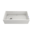 thumbnail image 2 of BOCCHI Contempo Apron Front Fireclay 36 in. Single Bowl Kitchen Sink with Protective Bottom Grid and Strainer in White, 2 of 6