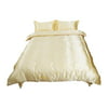 Golden Satin Silk Like Bedding Set Duvet Cover Pillowcase Sheet, Queen Size
