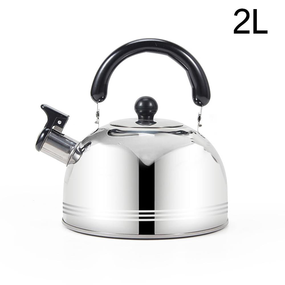 Tea Kettle for Stove Top Whistle-Stainless Steel Ergonomic Heat-Resistant Handle Suitable for Family Kitchens and Restaurants Color : Silver, Size : 4L