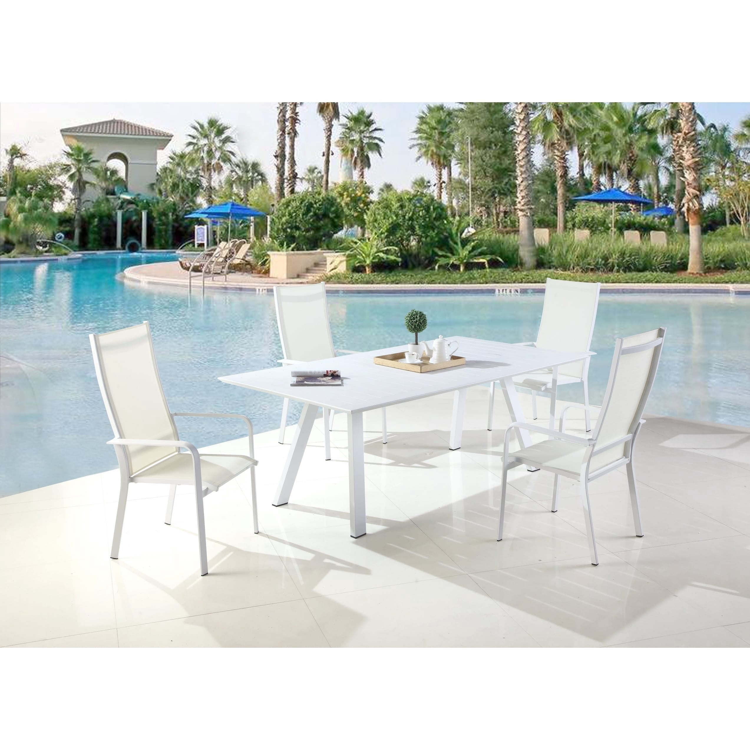 Somette Melbourne High Back Outdoor Aluminum Chair with Sling Seat (Set