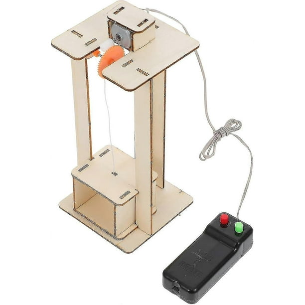 Wooden Elevator Kids Elevator Toy: DIY Elevator Set Lifts Elevator Model DIY Crafts Making Kit Early Education Learning Toy