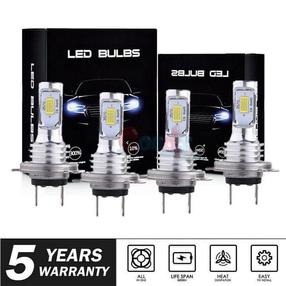 H7 H7 LED Headlight KIT Combo Bulbs High Low Beam Super Bright White 10000K