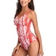 thumbnail image 2 of Traje de baño con cordón, delgado, sin espalda, encantador y cómodo traje de baño de una pieza para mujer, raya roja XL, 2 of 6