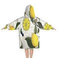 thumbnail image 2 of Yellow Lemon Fruit Berries Beige Pattern Blanket Hoodies for Kids 6-13YR Oversize Wearable Blanket Hoodies for Boys Girls Teens, 2 of 7