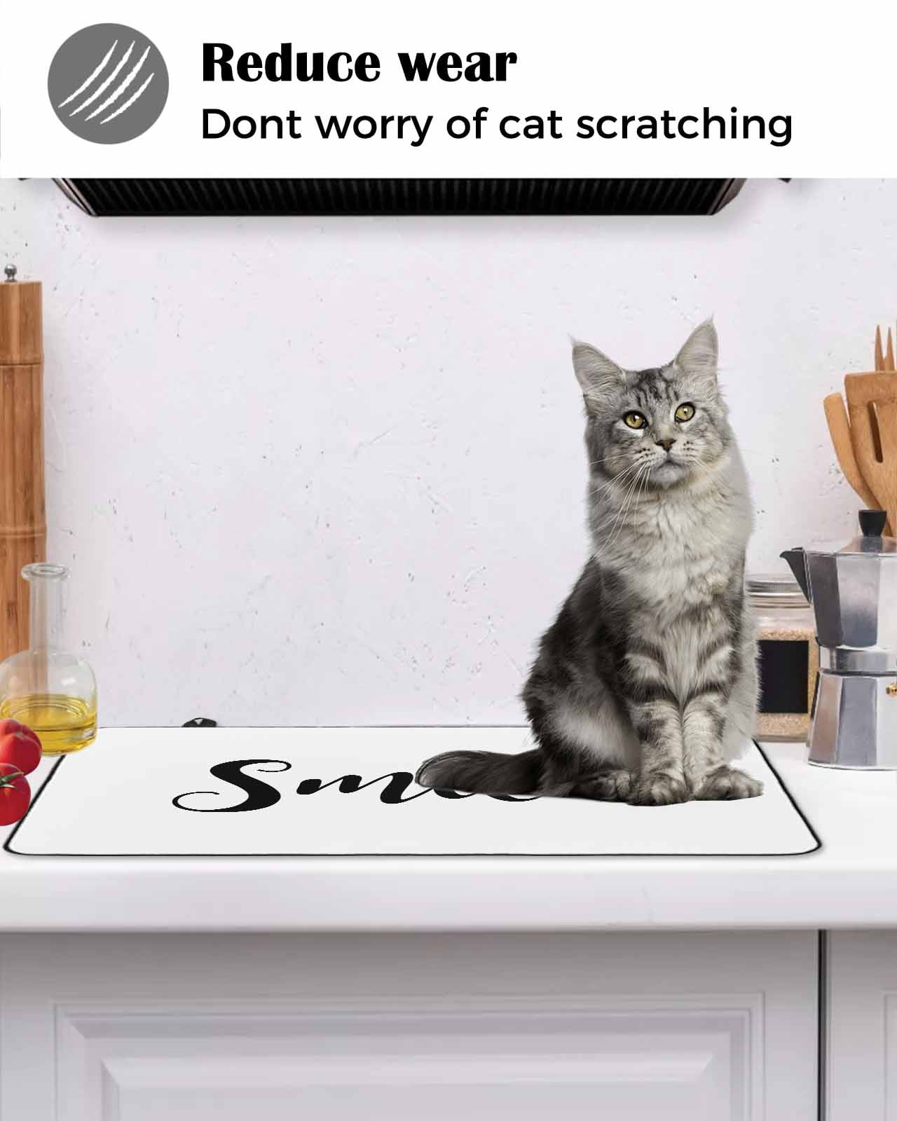 nqOlkjepod Large Induction Cooktop Protector Mat 24"x21", Smile Stove Top Covers for Electric Stove, Black Words Decorative Stove Burner Cover Mats, Glass Top Stove Cover