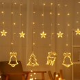 thumbnail image 4 of Halloween Decorations Clearance Sale  LED Christmas Ornaments Curtain Lights 126 LEDs Star Jingle Bell Elk  Tree Window Lights In Curtain String Lights For Home Bedroom Wedding Party Dec, 4 of 7