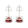 thumbnail image 4 of 14K Solid Gold Screw Back Stud Earrings for Women | 4 cttw Princess Cut Natural Garnet | White Gold, 4 of 5
