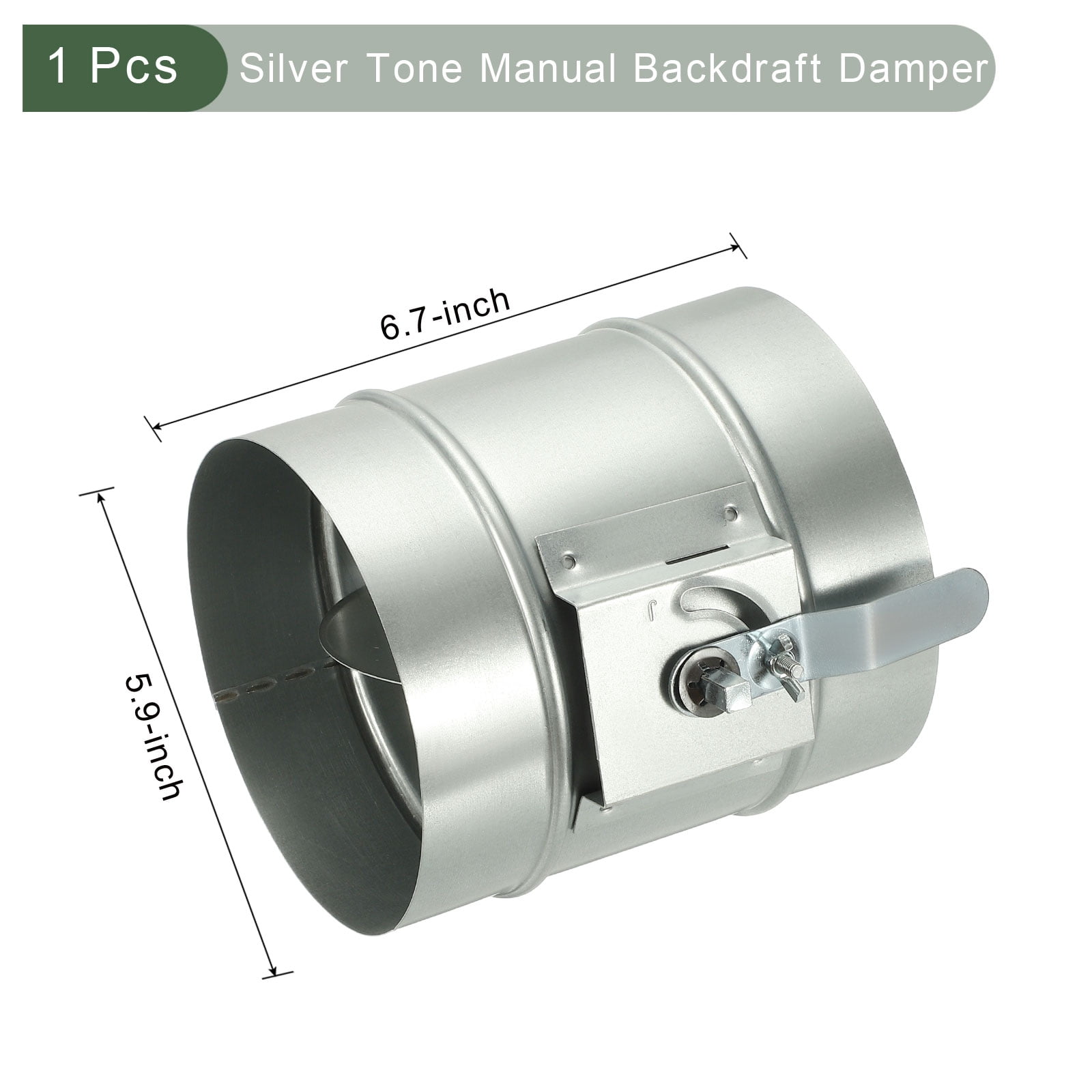 Uxcell 6 inch HVAC Duct Manual Volume Backdraft Damper, 1 Pcs Galvanized Iron Airflow Ducting Branch Vent Damper Air Control Valve with Adjustment Handle for HVAC Air System Range Hoods