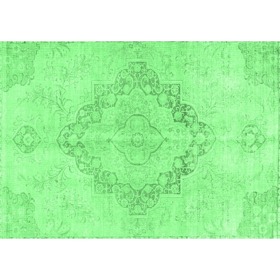 Ahgly Company Indoor Rectangle Persian Emerald Green Traditional Area Rugs, 5' x 7'