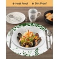 thumbnail image 3 of 15 Inch Round Placemats Set of 4, Green Spring Botanical Non Slip Heat Insulation PP Table Mats, Weeping Eucalyptus Butterfly Washable Place Mats for Kitchen Dining Party Table Decor, 3 of 7