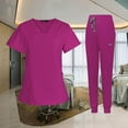 thumbnail image 3 of facefd Ensemble de Sarrau pour Femme Infirmière Col en v Lavable à la Machine Manches Courtes Tenue m Rose Rouge, 3 of 8