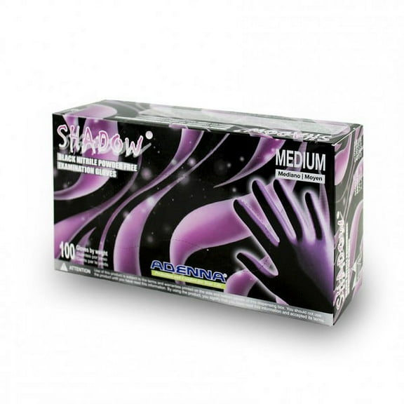 Adenna Shadow Black Nitrile Powder Free (PF) Exam Gloves ( SMALL ) 1 Box Of 100 Gloves