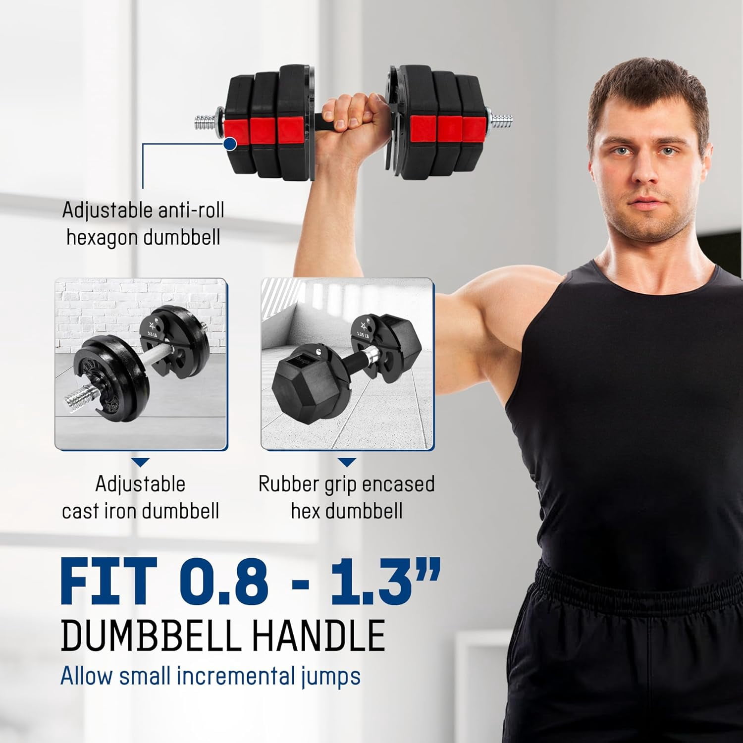 Fractional Weight Plates Set - Steel  Change Plates for Dumbbell and Olympic Barbell, 1.25LB/2.5LB/5LB Sizes, Black Powder Coated with Rubber Bands