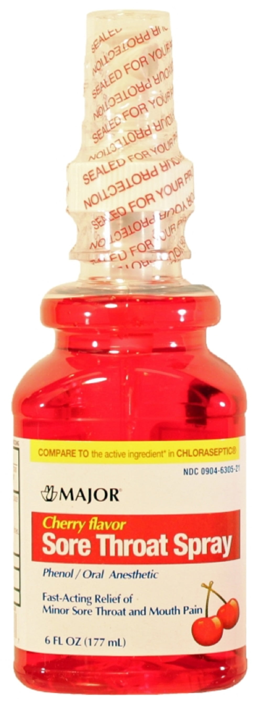Major Sore Throat Spray Cherry Phenol-1 % Red 177 Ml Upc 309046305217