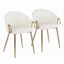 Set of 2 Modern Glam Dining Chairs - Gold Metal & White Faux Leather