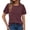 Purple, variant on Sevevn Women's Summer Short Sleeve Lace Patchwork T Shirt Casual Round Neck Ruched Front Loose Fit Blouse Yellow L